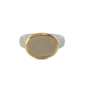Campur Ring mit vergoldeter Fassung | grauer Mondstein
