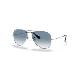 Ray Ban Sonnenbrille Aviator in silber mit blauen Gläsern