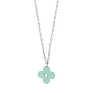 noa kids jewellery Halskette für Mädchen in silber mit Blumenanhänger in Emaille grün