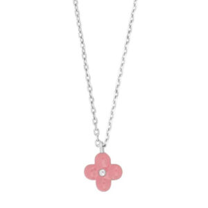 oa kids jewellery Halskette für Mädchen in silber mit Blumenanhänger in Emaille rosa