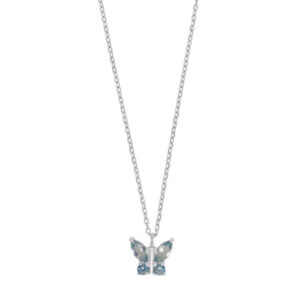 noa jewellery kinderschmuck Halskette mit Schmetterling in silber blau