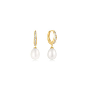 Ania Haie Ohrringe mit Frischwasserperle und Zirkonia Stein in gold