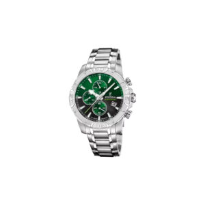 Festina Uhr Timeless Chrono silber grün mit Edelstahl Armband