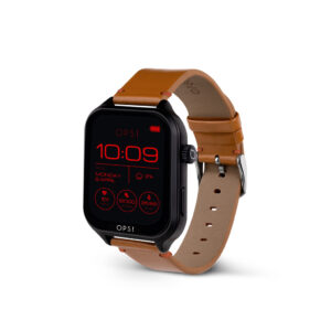 OPS Smartwatch CALL MAX Amoled mit braunem Lederarmband