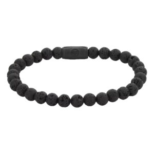 Rebel and Rose Herren Armband mit Lavastein in schwarz