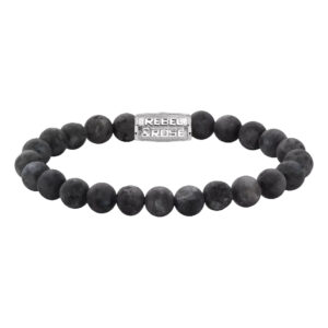 REBEL&ROSE Herren Armband in grau/schwarz mit Lavasteinen