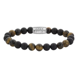 Rebel and Rose Armband für Männer mit Onyx und Tigerauge Steinen in schwarz/gelb