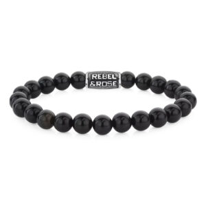 Rebel & Rose Armband für Herren mit schwarzem Onyx glänzend