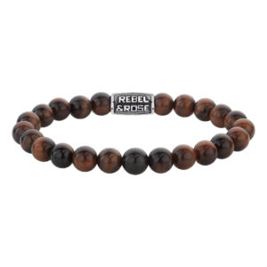 Rebel and Rose Armband mit Tigerauge Steinen in braun rot, Unisex