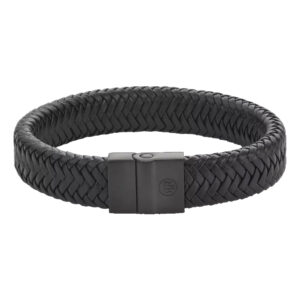 Rebel & Rose Lederarmband für Männer in schwarz