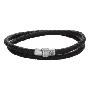 Rebel & Rose Lederarmband für Männer in schwarz