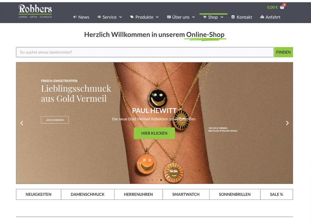 Online Shop für Schmuck und Uhren