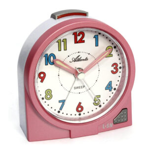 Atlanta Wecker für Mädchen in rosa ohne Ticken mit Licht