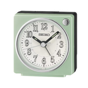 Seiko Quarzwecker in grün mit durchlaufender Sekunde und Snooze-Funktion in grün