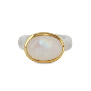 Campur Silberring Icur mit Mondstein und Goldfassung