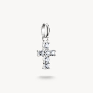 Thomas Sabo Charm Anhänger Kreuz mit weissen Steinen Connect silber