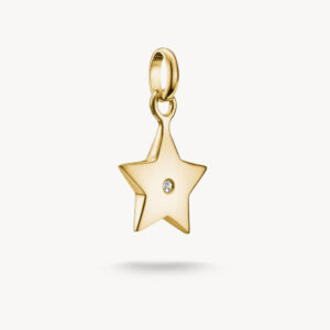 Thomas Sabo Charm-Anhänger Stern mit weißem Stein in silber vergoldet