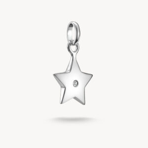 Thomas Sabo Charm Anhänger Stern mit weißem Stein in silber