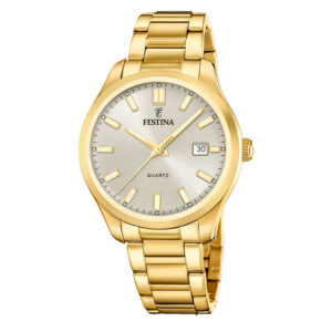 Festina Herren- Quarzuhr in gold mit silbernem Ziffernbaltt