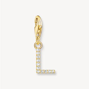 Thomas Sabo Charm-Anhänger Buchstabe L mit weißen Steinen vergoldet