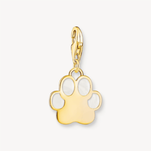 Thomas Sabo Charm-Anhänger Hundepfote mit weißer Kaltemaille vergoldet