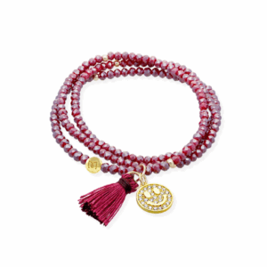 Marina Garcia Armband Zen Burgundy mit Smiley Anhänger