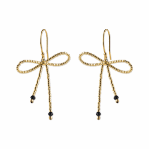 a Beatiful Story Bow Schwarzer Onyx Ohrringe Goldfarben