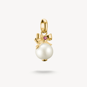Thomas Sabo Charm Anhänger Perle mit Schleife vergoldet