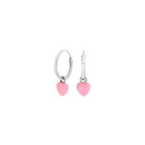 NOA KIDS JEWELLERY Rhodinierte Silber Creolen Herz m/Rosa Emaille