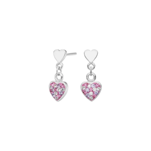 NOA KIDS Rhod. Silber Ohrhänger Herz m. rosa mix
