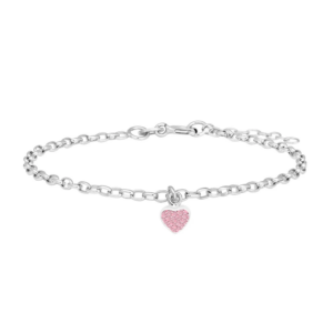 NOA KIDS Rhod. Silberarmband m/Herz und rosa