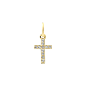 xenox KREUZ Charm 925/- Sterlingsilber, 18k Vergoldung