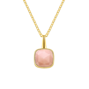 Silventi Sterling Silber Halskette vergoldet mit rosa Stein