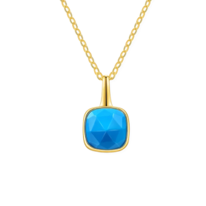 Silventi Sterling Silber vergoldete Halskette mit türkisfarbenem Aquamarin