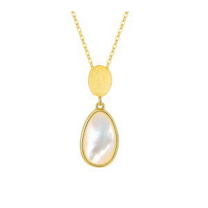 Silventi Halskette in Gelbgold mit Mother of Pearl Anhänger