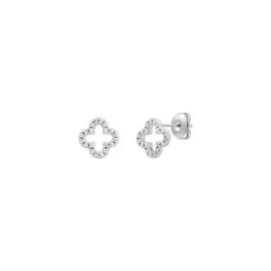 XENOX Ohrstecker Clover in 925er Sterlingsilber rhodiniert mit Steinen