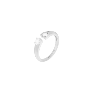 XENOX Ring Heart Drop in 925er Sterlingsilber rohdiniert